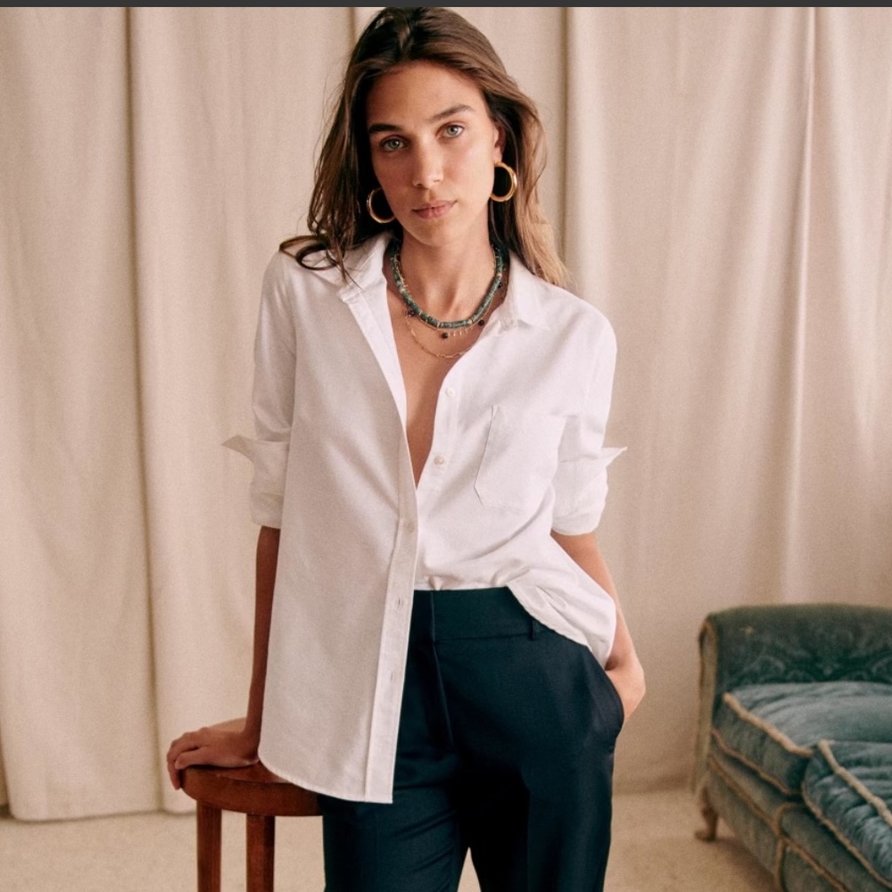 Sezane “Tomboy Shirt” - White button down blouse